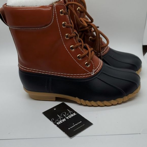 Unisex Winter Duck Boot, Youth Outdoor Lace Up Two Tone Winter Waterproof Rain - Picture 5 of 8